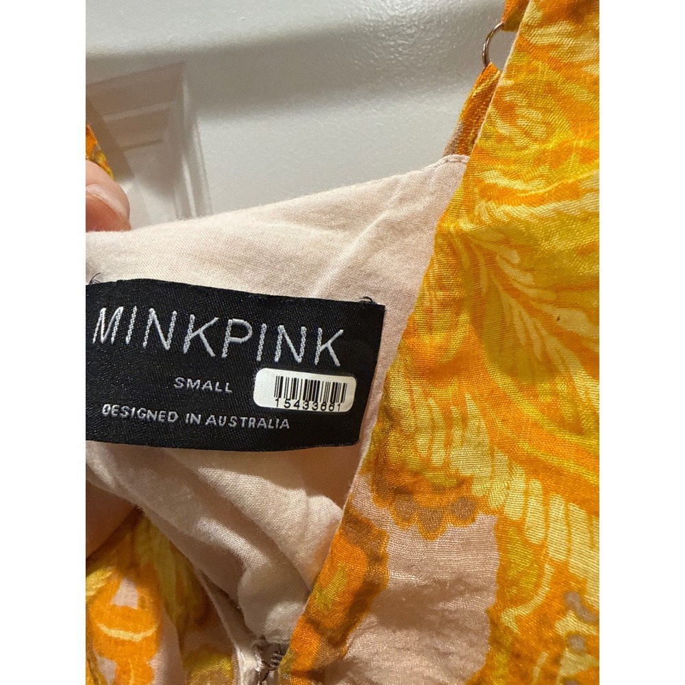 Minkpink Yellow Paisley Tiered Maxi Dress V-Neck Boho Summer Small NWOT - Picture 7 of 7